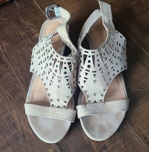 Schutz Lazer Cut Peep Toe Sandals